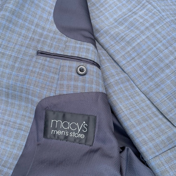 MICHAEL KORS MEN Classic Fit Wool Blend Stretch Suit Jacket PANTS SET PLAID BLUE - Picture 12 of 16